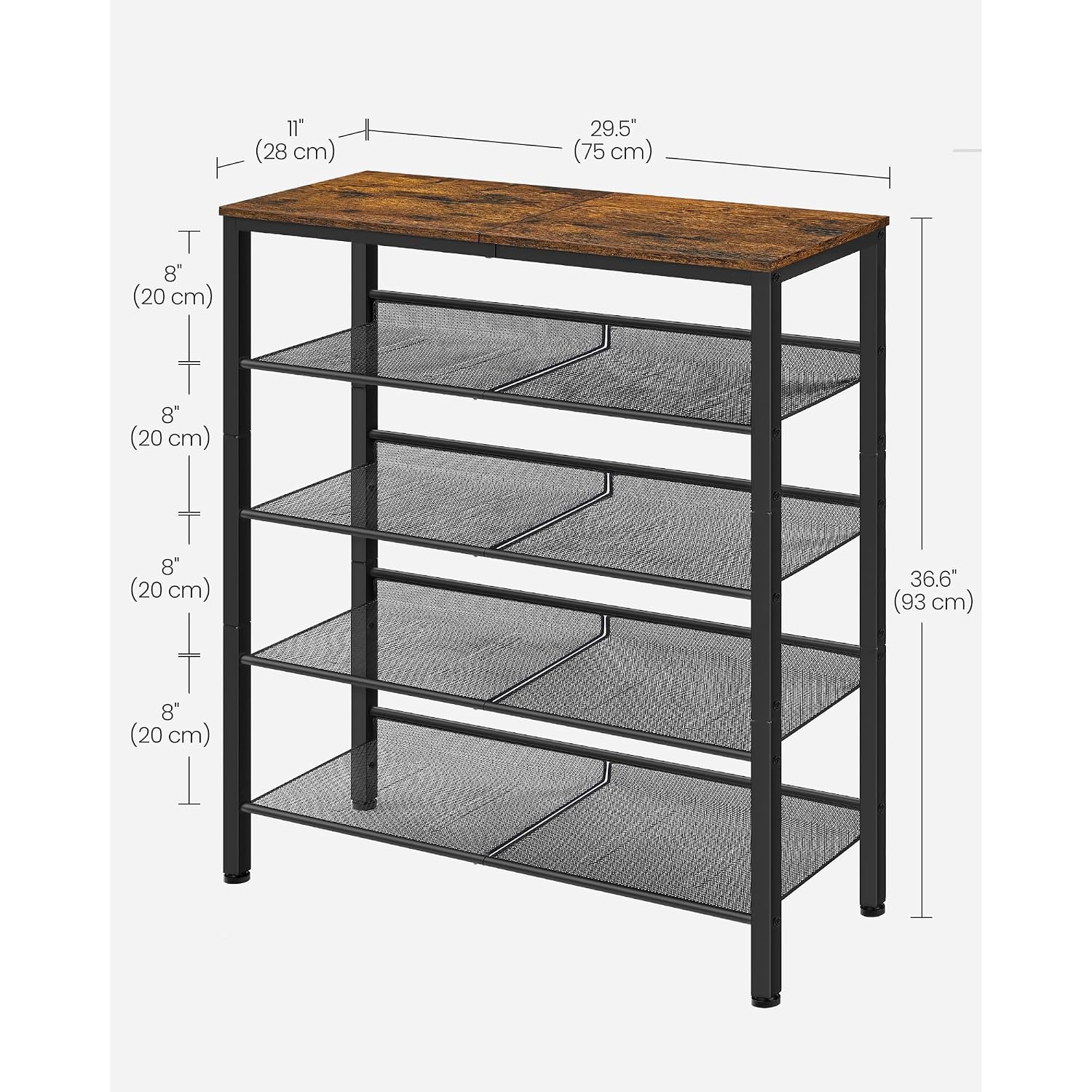 Vasagle Shoe Rack For Entryway, Freestanding, Adjustable, Industrial | 5-Tier Shoe Rack Organizer With Storage Shelves And Spacious Top, Rustic Brown And Ink Black Ulbs038B01