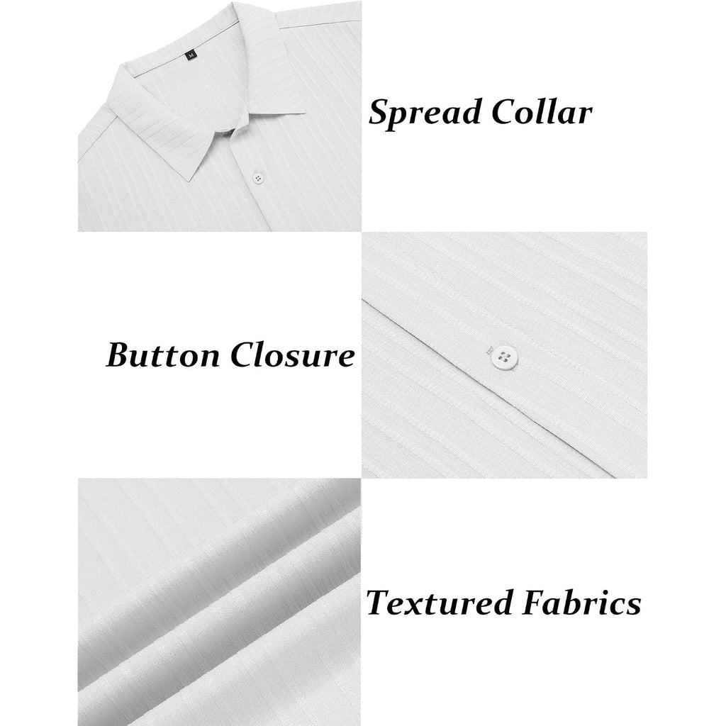 Coofandy Men'S Short Sleeve Casual Button Down Shirts Textured Summer Beach Shirt