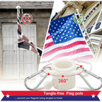 Flag Pole For Outside House - 5Ft Heavy Duty Metal Flagpole Kit,Tangle Free, 2 Angle Mount For Grommet Flags,Banner,Garden Flag, For Outdoor Porch,Yard,Garage,Patio Balcony Use