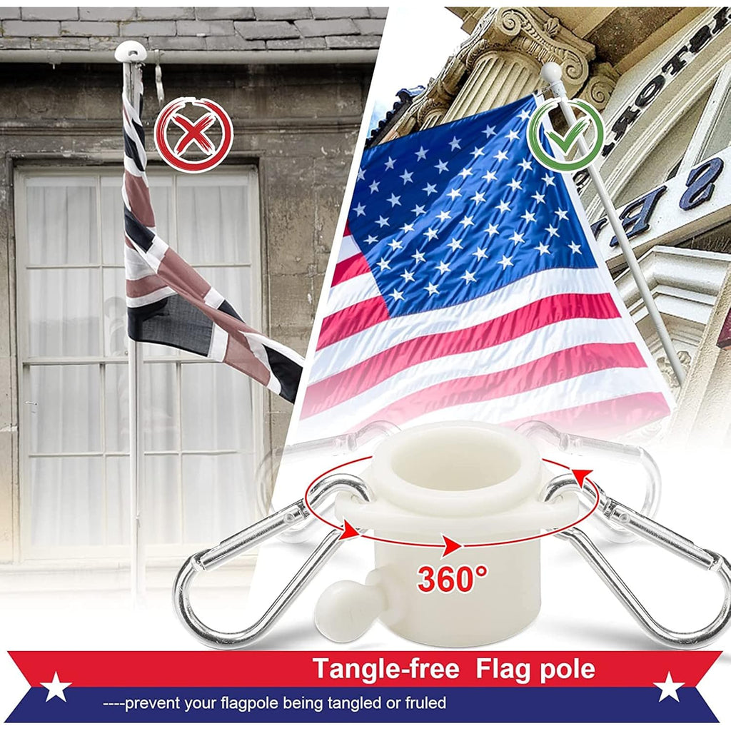 Flag Pole Holder For Outside House - 5Ft Heavy Duty Stainless Steel House Flag Pole Kit, Tangle Free Spinning Flagpole For Outdoor Porch Residential Decoration - White