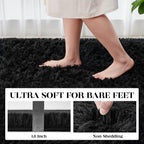 Area Rug For Living Room Bedroom: 5X7 Soft Fluffy Shag Rugs Upgrade Non-Slip High Pile Carpet Large Fuzzy Plush Indoor Floor Shaggy Carpets For Nursery Kid Playroom Office Dorms Home Decor Black