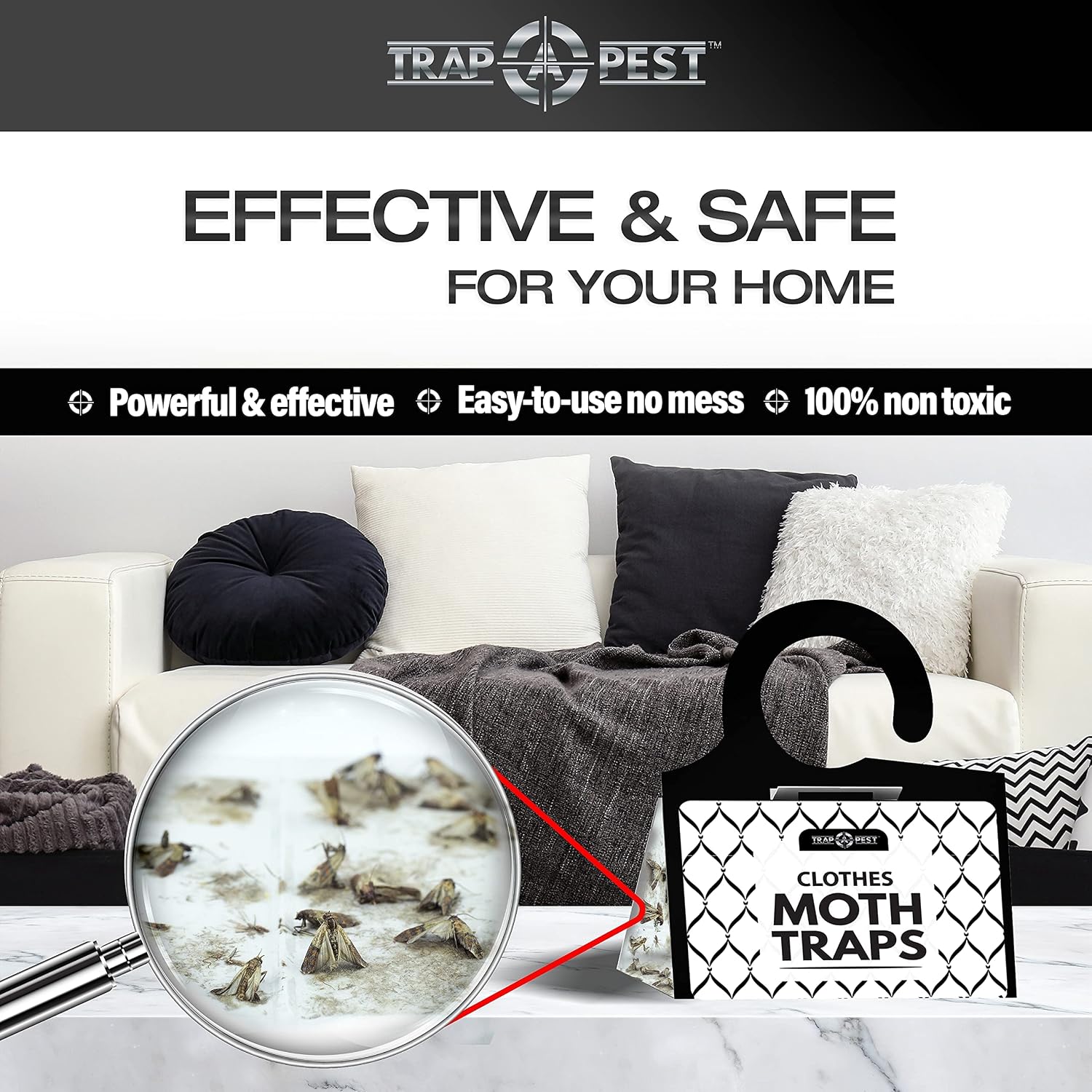Clothing Moth Traps - 8 Pack - Non Toxic Moth Traps For Clothes With Pheromone Attractant - Odorless Sticky Trap For Closet, Carpets