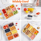 TCHZA Snackle Box Container, Dishwasher Safety - Divided Serving Tray with Lid and Handle, Charcuterie Board for Portable Snack Platters - Clear Organizer for Fruits Snacks,Perfect for Road Travel