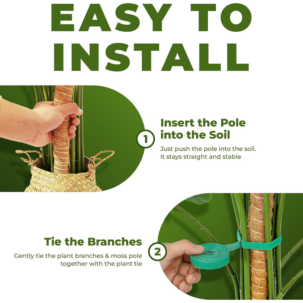 2 Pack 48'' Bendable Moss Pole Monstera Plant Support For Climbing Indoor Plants - Stakes For Potted Climbers - Tall Sticks Indoor Trellis For Houseplants - Accessories For Monstera Pot