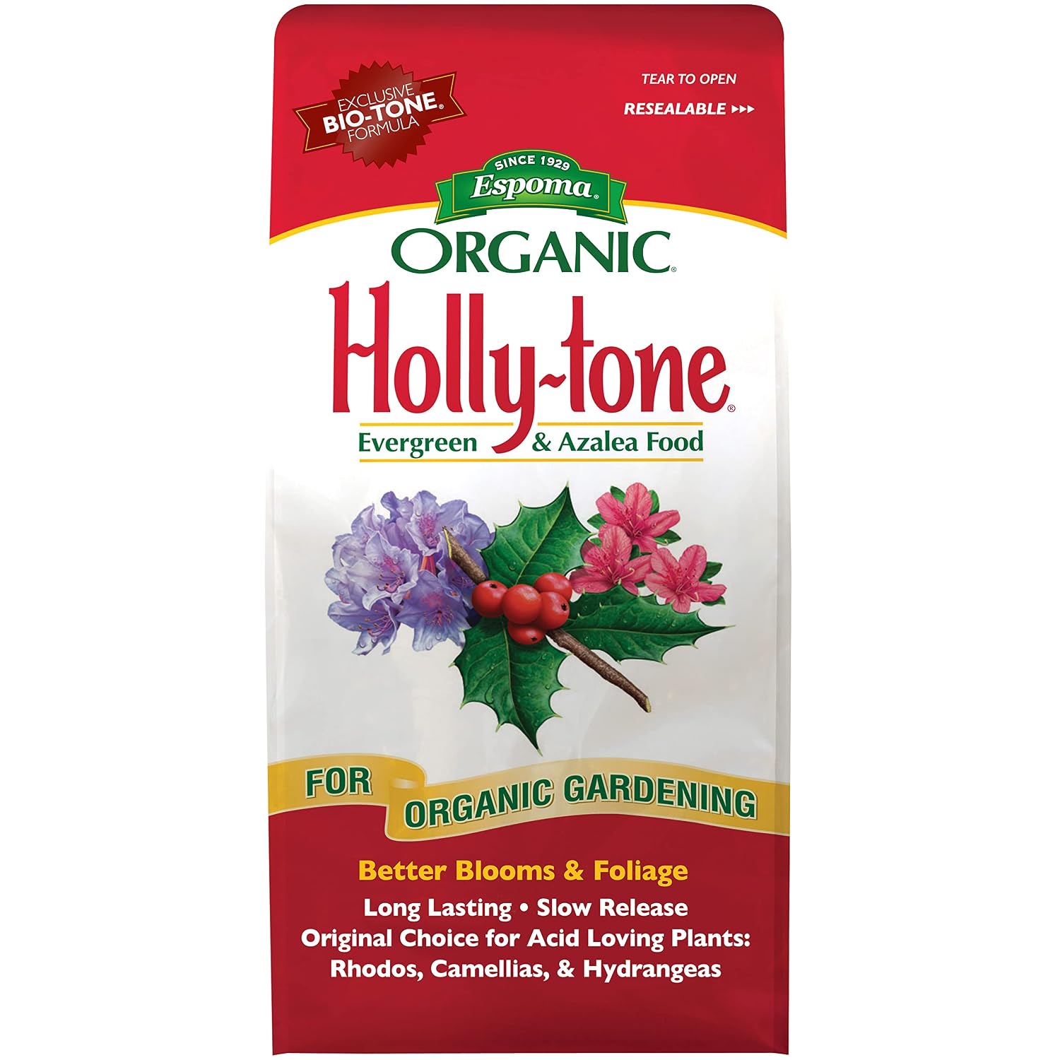 Espoma Organic Holly-Tone 4-3-4 Natural & Organic Evergreen & Azalea Plant Food; 4 Lb. Bag; The Original & Best Fertilizer For All Acid Loving Plants Including Rhododendrons & Hydrangeas