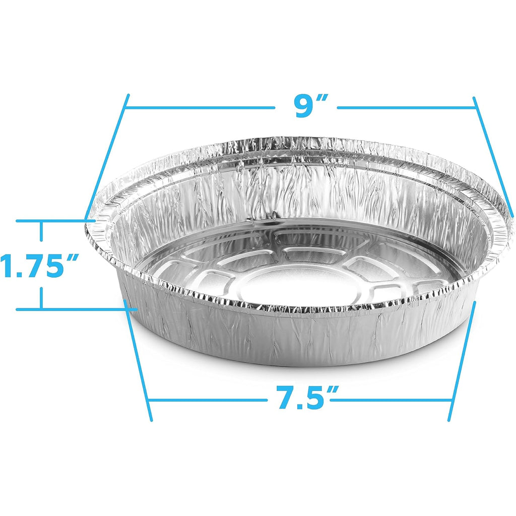 MontoPack 9” Round Aluminum Foil Pans with Clear Lids | Disposable Containers with Straight Walls for Storing, Baking, Meal Prep & Reheating | Freezer & Oven Safe, Recyclable | 40 Pack of Tins