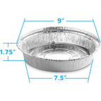 MontoPack 9” Round Aluminum Foil Pans with Clear Lids | Disposable Containers with Straight Walls for Storing, Baking, Meal Prep & Reheating | Freezer & Oven Safe, Recyclable | 40 Pack of Tins