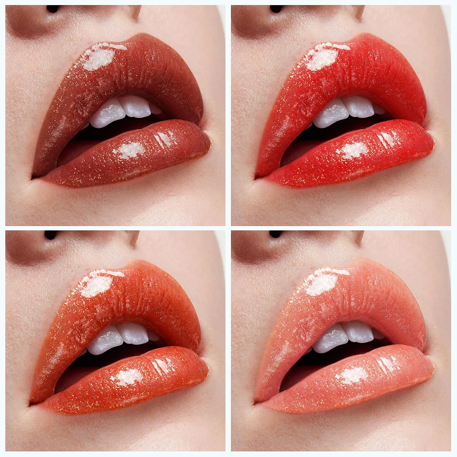 Dmsky Bling Lip Gloss Set,10 Colors High Shine Lip Gloss Pack Non-Sticky Pink Glitter Long Lasting Moisturizing,Multi Fruit Flavors Glitter Makeup For Women,20 Pack
