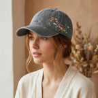 Elegant Floral Embroidered Baseball Cap for Women Men, Adjustable Trendy Soft Breathable Dad Hat, Gifts for Flower Lover Elegant Floral G