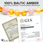 Baltic Proud Amber Necklace (Unisex Honey Rose Polished 12.5 Inches) - Certified Premium Quality Raw Baltic Sea Amber