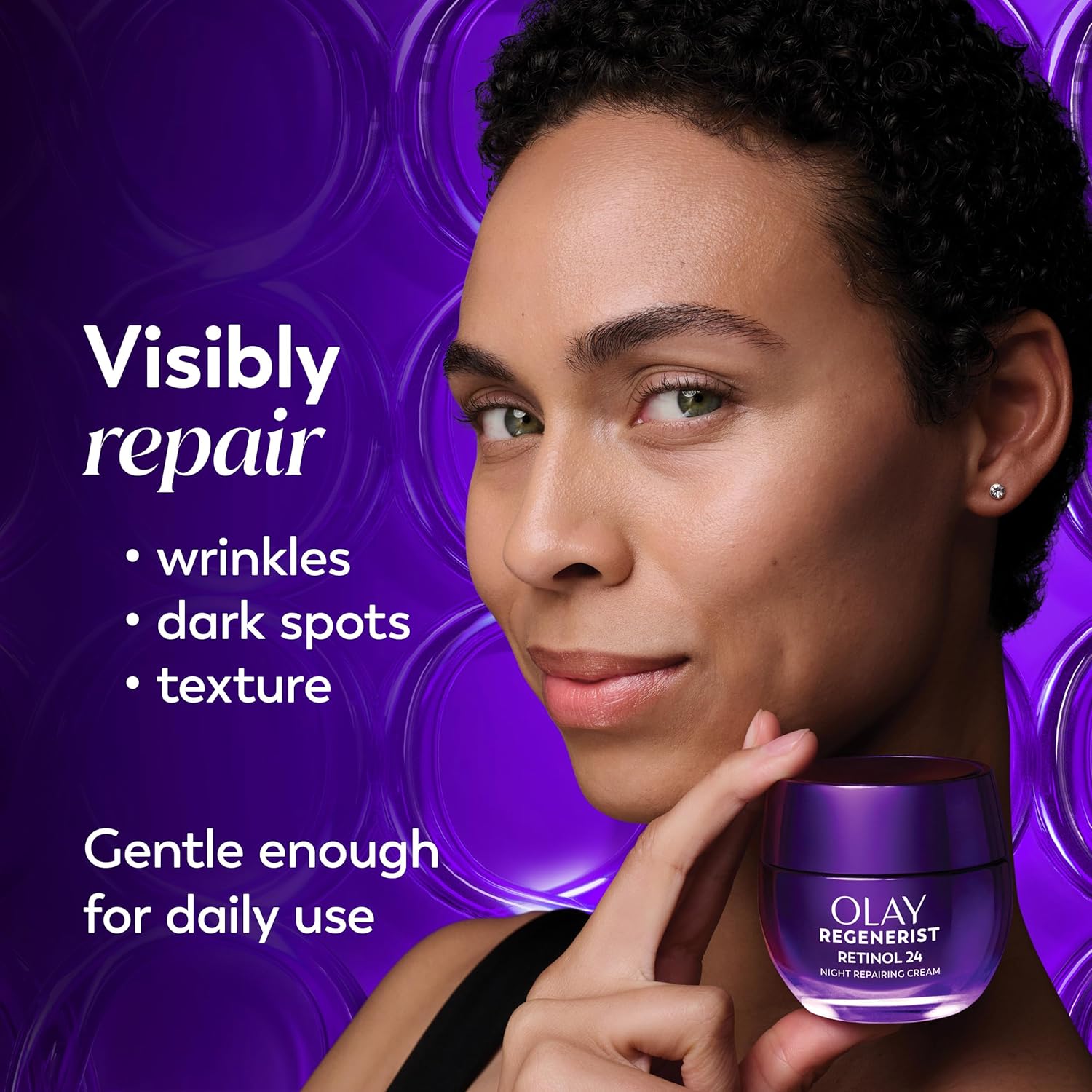 Olay Retinol Night Cream for Women, Anti-Aging Face Moisturizer, Fragrance-Free, Non Greasy - Anti-Wrinkle, Smooth Fine Lines, Hydrating Skin Care - Triple Collagen Cream, Peptide, Niacinamide, 1.7oz