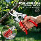 Kynup 8.6" Professional Pruning Shears For Gardening, Sk5 Stainless Steel Garden Hand Pruners For Heavy Duty Clean Cuts 4X Easier, Garden Scissors For Arthritis Left Handed, Secure Safety Lock