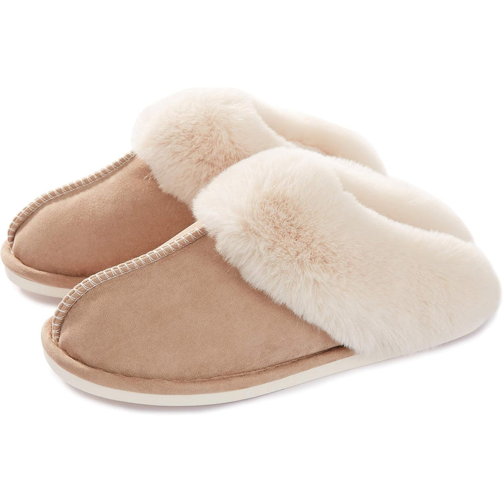 Donpapa Womens Slippers With Memory Foam Fluffy Soft Warm Slip On House Slipper Anti-Skid Cozy Plush For Indoor Outdoor