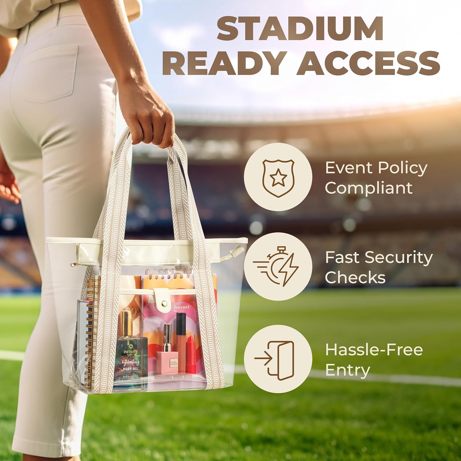 Handy Laundry Clear Bag for Stadium Events - Large Transparent Tote - Clear Purse for Women, Work, Beach & Shopping