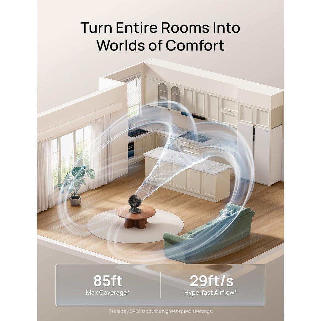 Dreo Smart Fan For Bedroom, Powerful 85 Ft Airflow, 12 Inches, Desk Fans In 20Db Quiet, 90°+90° Oscillating Fans, App/Voice Control, 9 Speeds & 8/12H Timer For Home Office Dorm