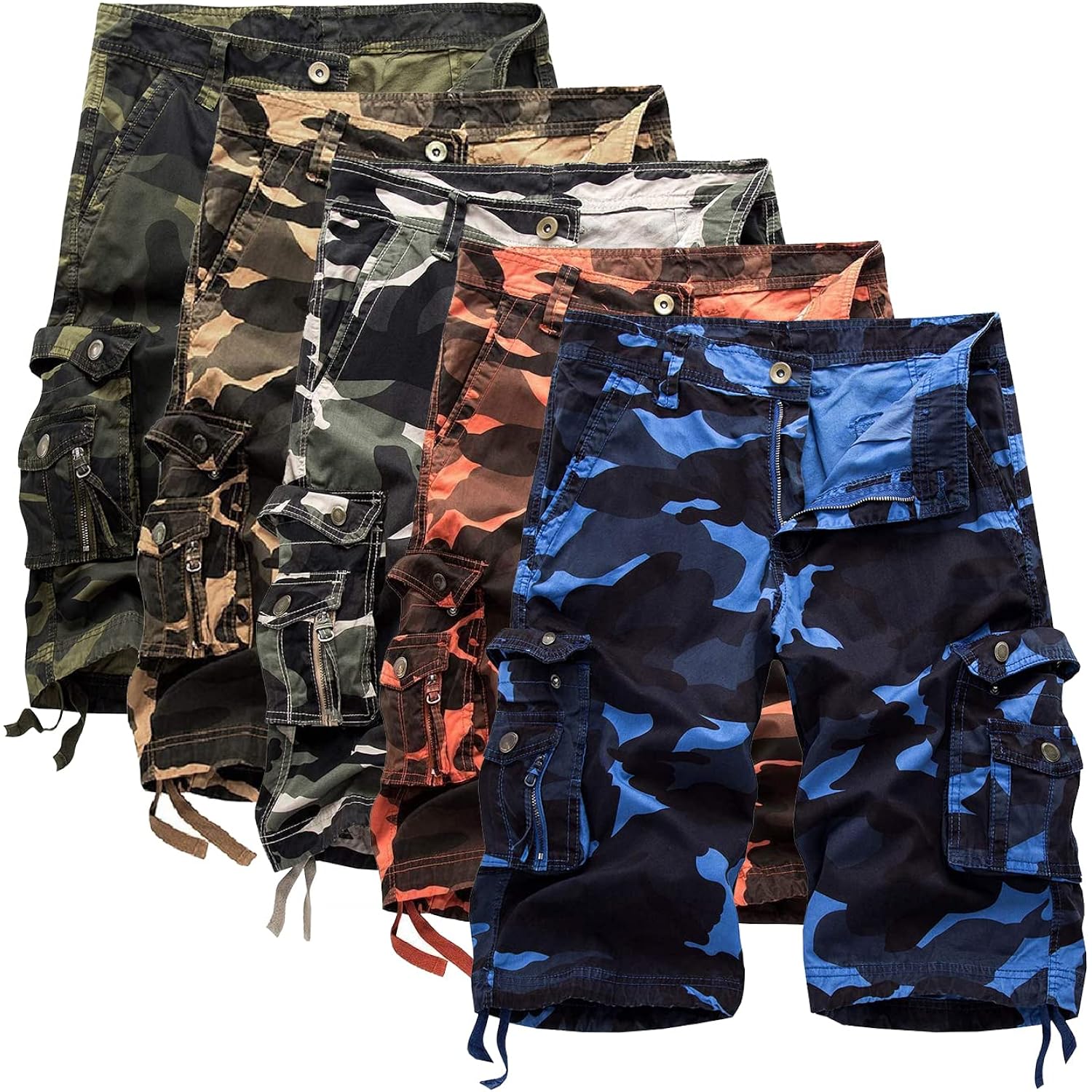 Idealsanxun Men'S Casual Loose Fit Multi-Pockets Military Cargo Shorts