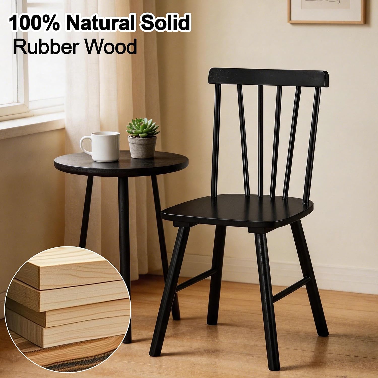 Duhome Windsor Dining Chairs Set Of 4,Farmhouse Style Spindle Back Wooden Kitchen Chairs For Home Kitchen, Dining Room,Living Room,Bistro