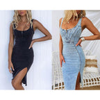 Utcoco Denim Dress For Women Sleeveless Side Slit Bodycon Midi Jean Dresses For Women 2026