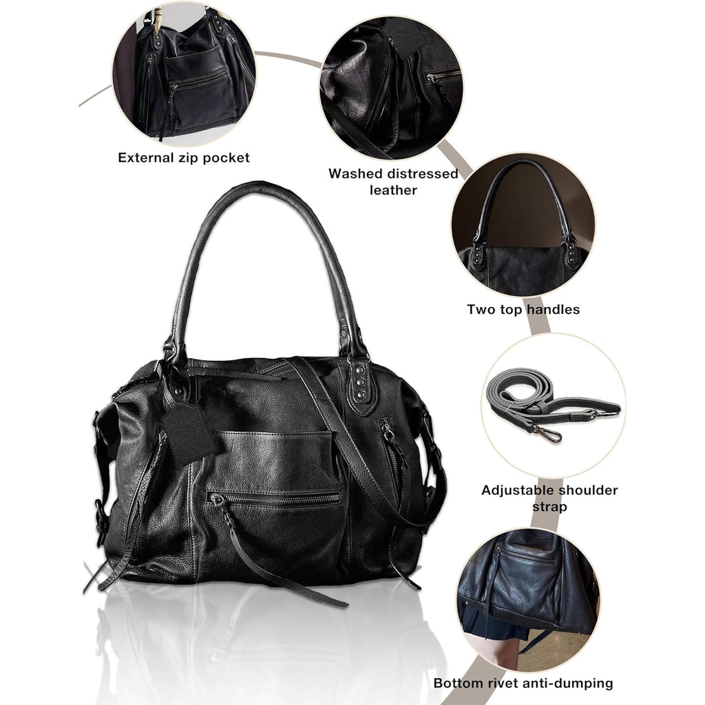 Women's Large Tote Bag City Tote Bag Purse with Zipper Women Vegan Leather Hobo Handbags with Adjustable Strap