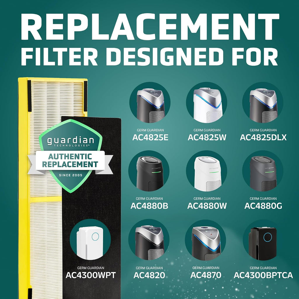 Germguardian, Filter B Hepa Pure Genuine Air Purifier Filter, Removes 99.97% Of Pollutants, Wildfire Smoke, Odors, For Ac4825, Ac4300, Ac4850, Ac4880, Ac4900, Cdap4500, Ap2200, Flt4825