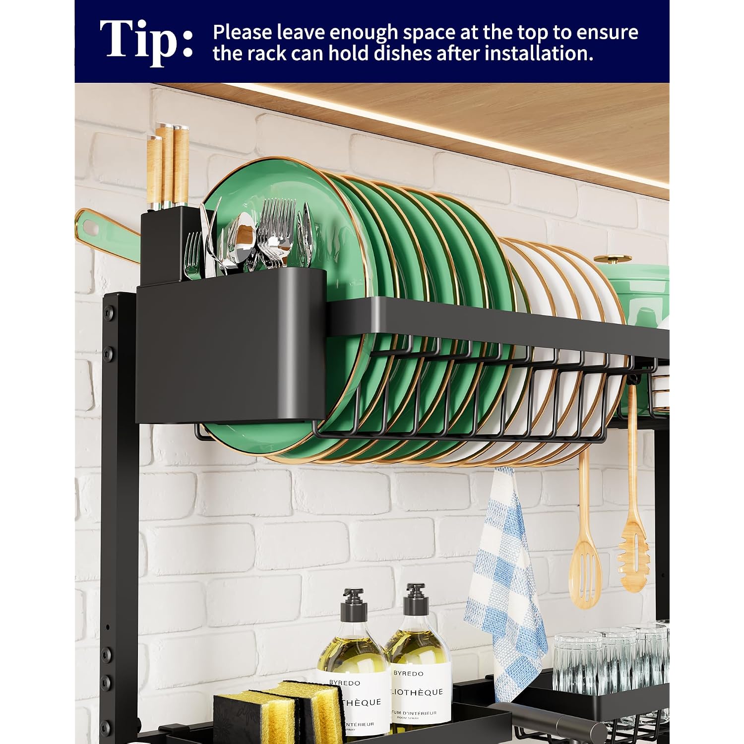 Kitsure Over The Sink Dish Drying Rack - 26.8" To 33.9"X21.5", Adjustable Sink Drying Rack For Kitchen Sink With Large Capacity, 2-Tier Dish Rack Over Sink With Multifunctional Baskets, Black