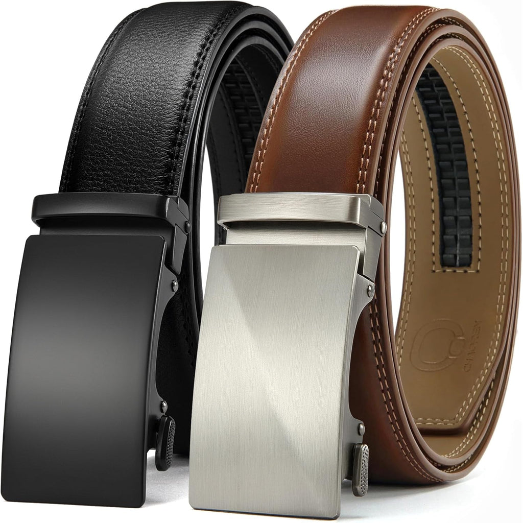 Chaoren Leather Ratchet Belt Men 2 Pack - Customizable Fit, Effortless Style (35Mm)