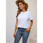 BJY Cotton Basic T Shirts for Women,Crew Neck Short Sleeve Summer Shirts(2XS-3XL)