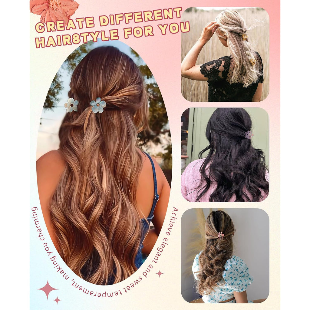 Chlins 12 Pcs Small Hair Clips For Women, Cute Acrylic Mini Claw Clips Accessories For Thin Fine Hair, Non-Slip Little Jaw Clamps For Half Updo Styling & Bangs