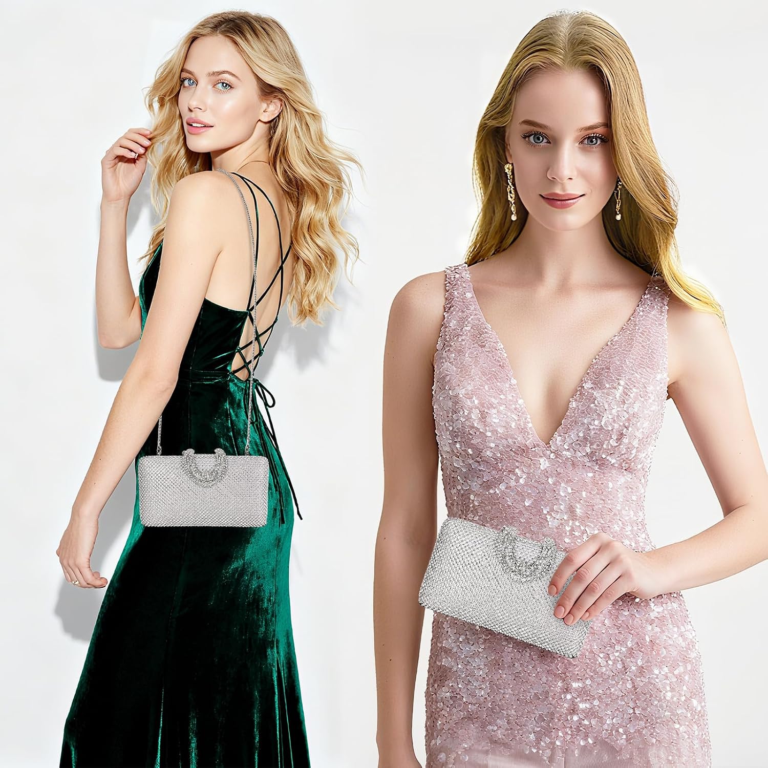 Sparkly Rhinestone Crystal Clutch For Wedding Party Dressy Handbag Formal Party Evening Bag For Women
