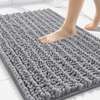 Smiry Bathroom Rugs Mat 30X20, Extra Soft Absorbent Chenille Bath Rugs, Non Slip Rubber Backing Machine Washable Quick Dry Bath Mats For Bathroom Floor, Tub, Shower, Home Decor Accessories, Grey