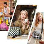 Checkered Crossbody Bag, Bum Bags For Women Crossbody,Spacious Sling Bag Purse Fanny Packs With Shoulder Strap