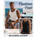 Riyiper 3 Pack Men'S Waffle Knit Tank Tops Casual Sleeveless Shirts Classic Beach Tank T-Shirts Summer Loose Muscle Shirts