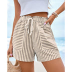 Striped Summer Shorts for Women 2026 Loose Spring Casual Elastic Waist Lounge Resort Wear Vacation Beach Shorts