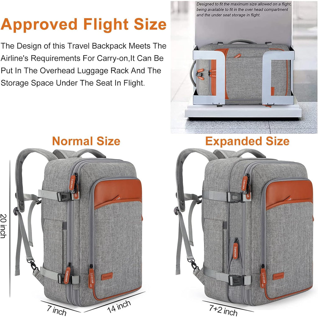 Lumesner 40L Expandable Carry On Travel Backpack With 4 Packing Cubes | Flight Approved, Fits 17 Inch Laptop, Water-Resistant, Suitcase Backpack, Business Weekender Luggage, Gift For Men & Women