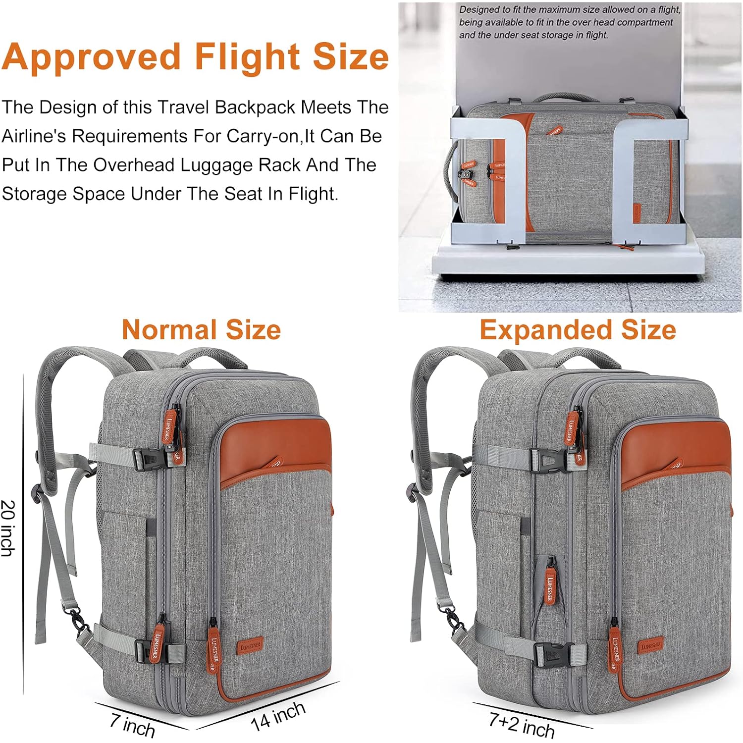 Lumesner 40L Expandable Carry On Travel Backpack With 4 Packing Cubes | Flight Approved, Fits 17 Inch Laptop, Water-Resistant, Suitcase Backpack, Business Weekender Luggage, Gift For Men & Women