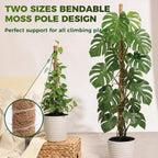 4 Pack Moss Pole Monstera Plant Support, 2 Pack 28" & 2 Pack 48" Bendable Plant Stakes Made Of Real Coco Coir Support For Climbing Indoor Plants, Tall Moss Stick Trellis For Potted Climbers