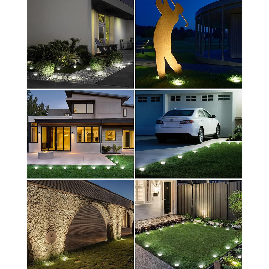 Btfarm 16 Pack Solar Lights Outdoor, 8 Led Solar Ground Lights Ip65 Waterproof Flat Solar Disc Light, Pathway Lights For Garden Lawn Patio Yard Path Landscape, Cool White