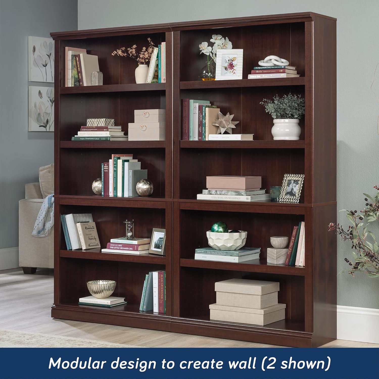 Sauder Miscellaneous Storage 5-Shelf Bookcase/ Book Shelf, Select Cherry Finish