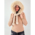 CATCHY & CRAFTY Faux Fur Hooded Winter Hats for Women Warm Fluffy Trapper Hats Head Ear Neck Cover Cold Weather Ski Cap