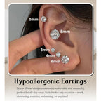 8MM Extra Long Post Earrings for Thick Earlobes 316L Surgical Stainless Steel Flat Back Earrings Hypoallergenic 5A Cubic Zirconia Stud Earrings for Women Men