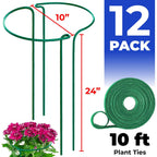 12 Pack Tall Snake Plant Support Stakes – 10" W X 24" H Half Round Peony Cages And Supports For Indoor And Outdoor Plants – Plant Cage Ring Support For Flower - Peony, Tomato, Hydrangea, Rose Bush