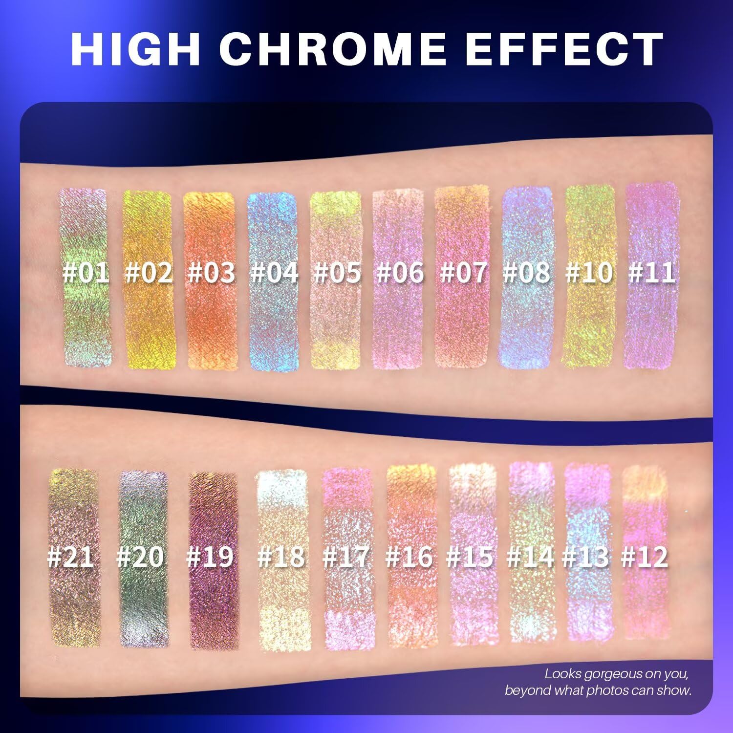 CHARMACY Multichrome Glitter Liquid Eyeshadow, Chameleon Shifting Color, Holographic Metallic Eyeshadow, Long-Lasting Wear, Vegan Eye Topper for Party, Daily Makeup #08