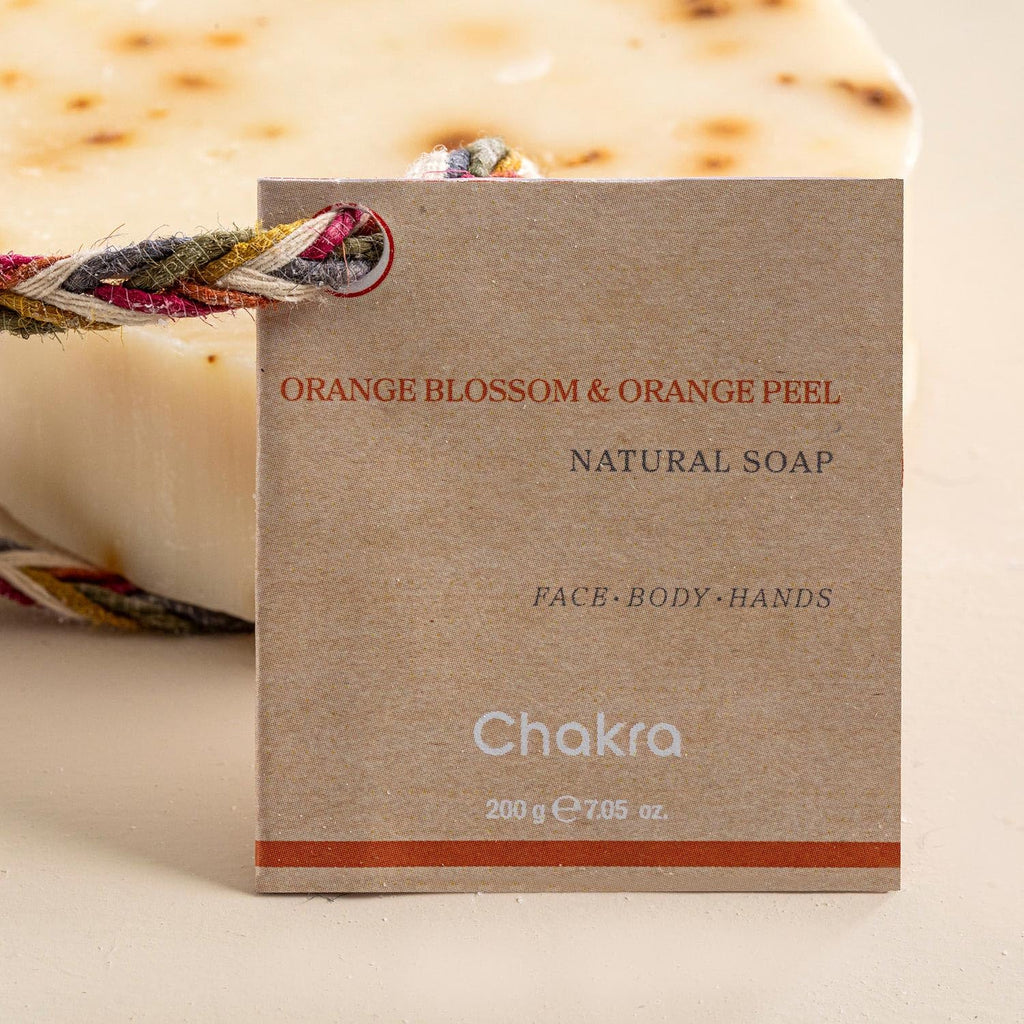 Chakra Oval Orange Blossom & Orange Peel Bar Soap - Paraben & Additive Free Handmade Soap Bar For Face, Body And Hands, Gentle Cleansing For Daily Skin Care, 7 Oz