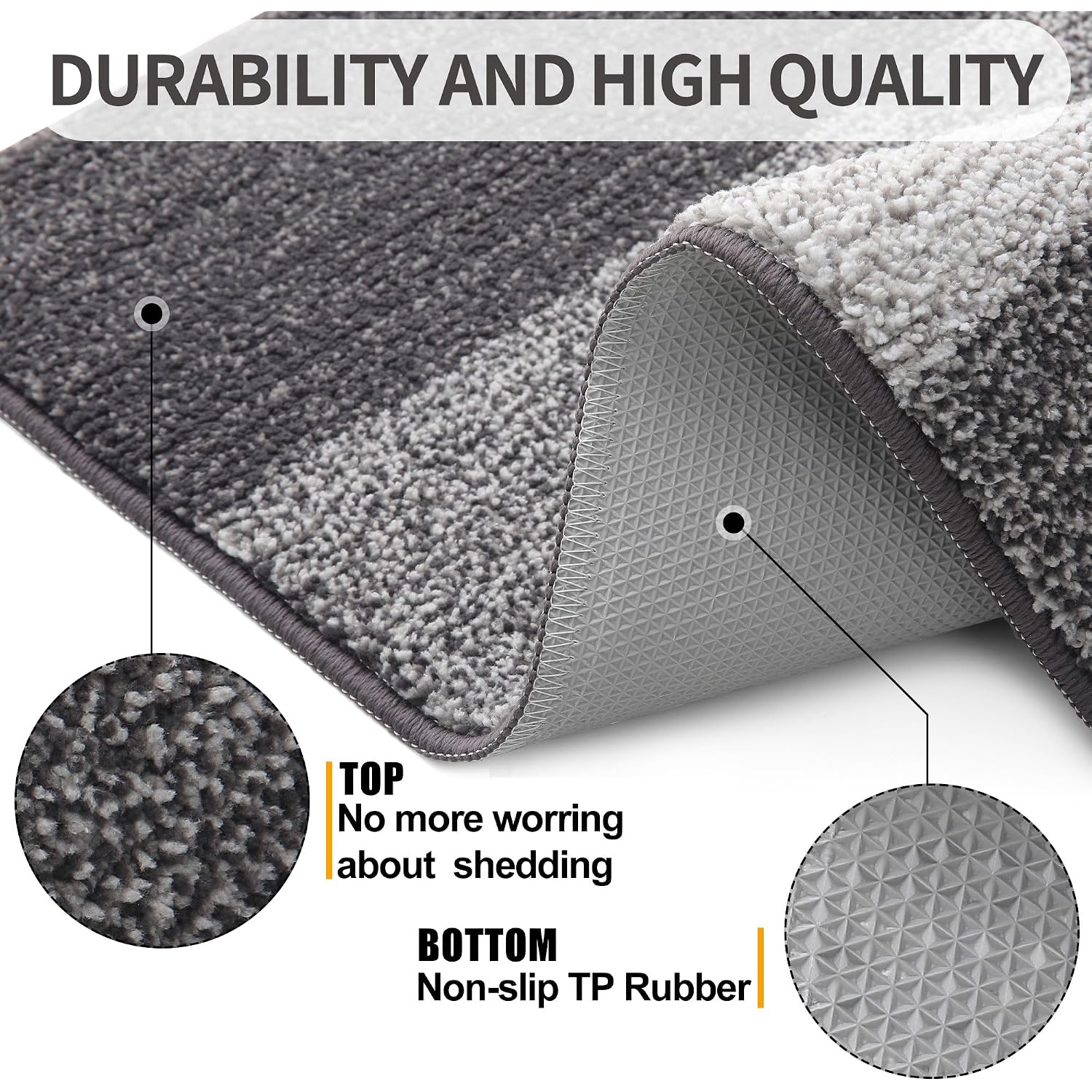 Indoor Outdoor Door Mat, 32X20 Non-Slip Absorbent Dirt Trapper, Low-Profile Washable Inside Entrance Front Floor Mat, Sturdy Soft Entry Doormats For Entryway, Grey
