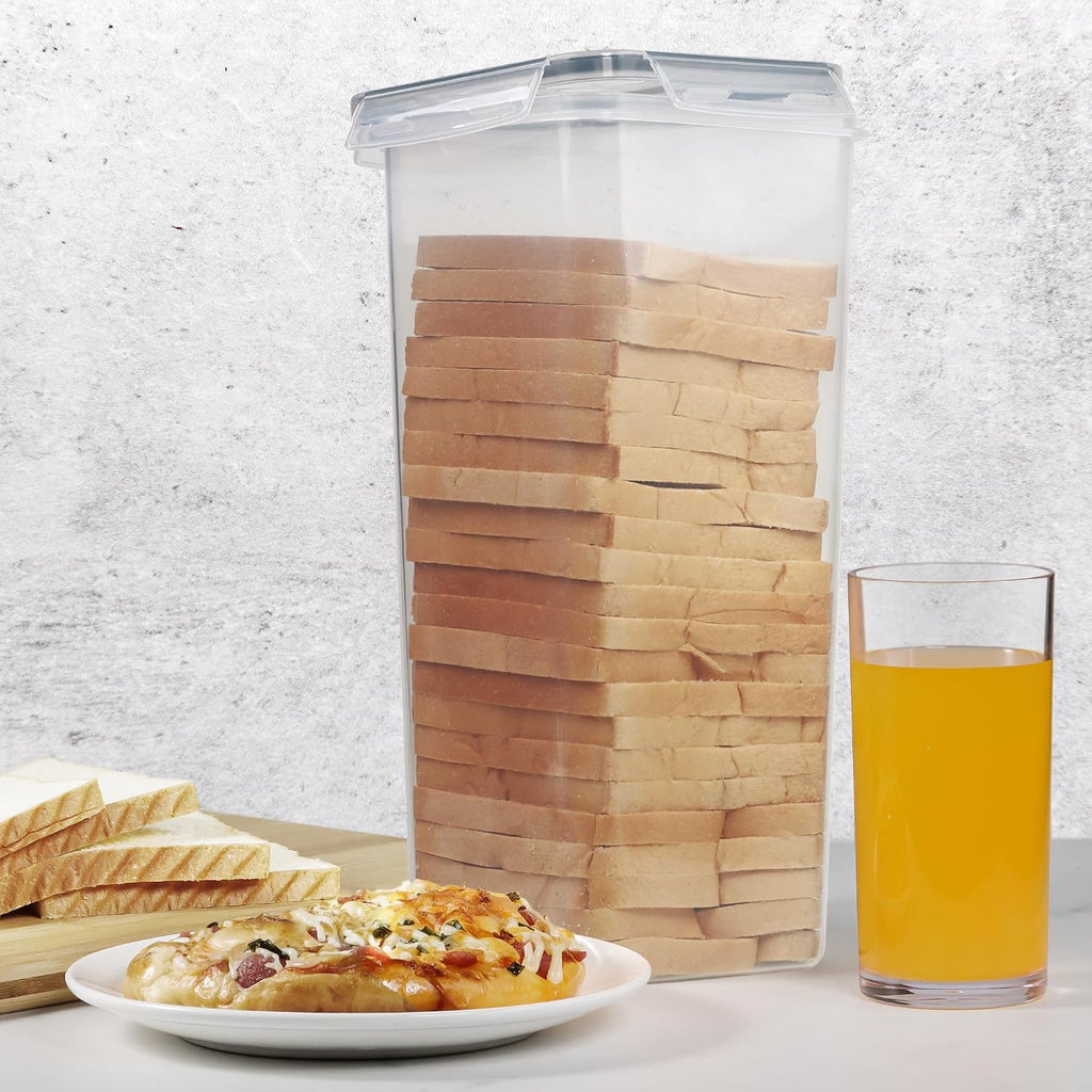 Tiawudi 2 Pack Bread Box, Plastic Bread Container, Bread Storage For Kitchen Counter, Bread Keeper With Airtight Lid, Tall Bread Saver, Sandwich Bread Holder, 5.6 Qt / 5.3L Each