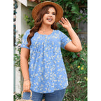 Aodemo Women'S Summer Plus Size Tops Short Sleeve Shirts Henley Fit Tunic Ladies Flowy Blouse