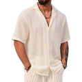 Herberton Mens Crochet Shirts Summer Fashion Knit Mesh Button Down Casual Cuban Top (S-Xxl)
