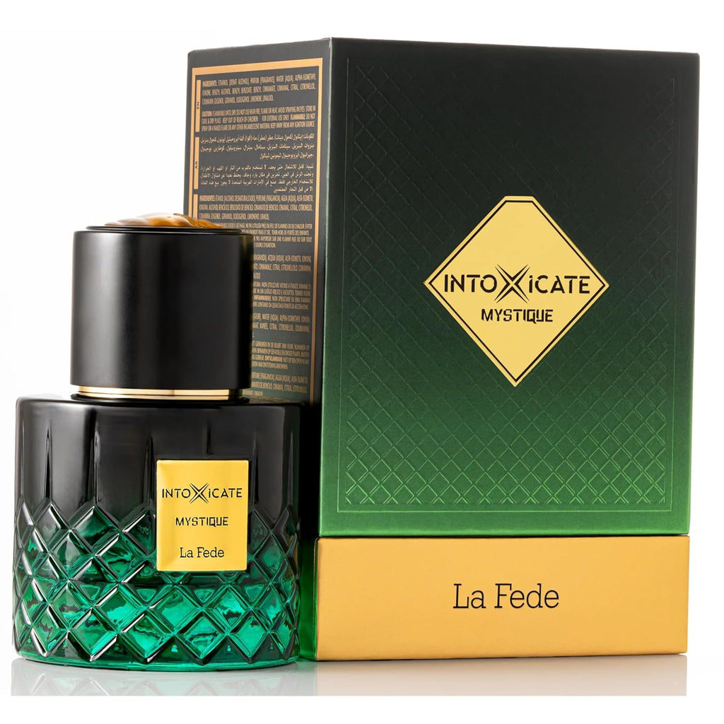 Khadlaj La Fede Intoxicate Mystique – Fresh, Woody, Balsamic, Vanilla – Extrait De Parfum Spray Long-Lasting Fragrance For Men, 3.4 Ounce / 100Ml
