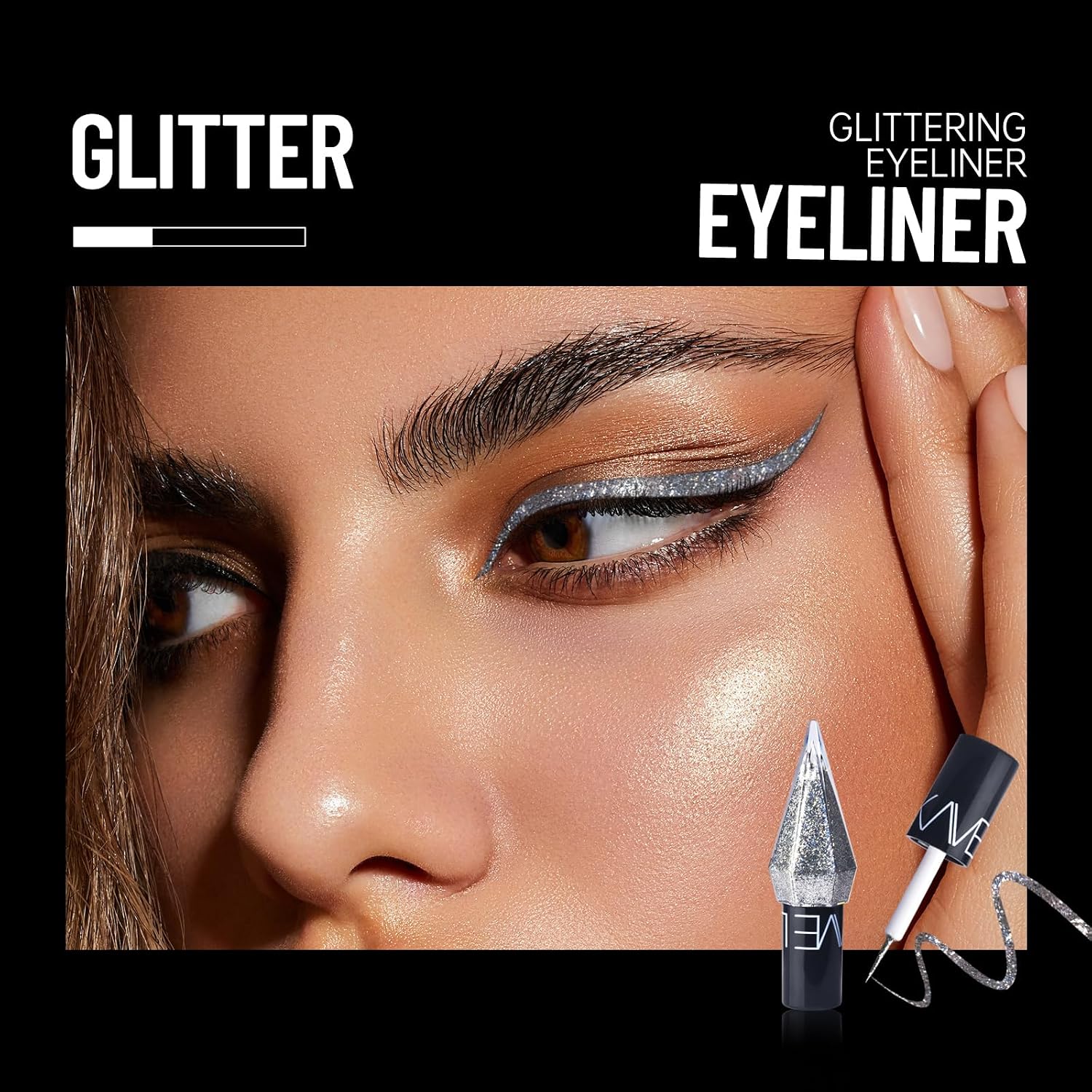 Glitter Liquid Eyeliner Colorful Set, 5 Colors Metallic Shimmer White Silver Gold Rose Eyeliner Waterproof Long Lasting Sparkle Glitter Liquid Eyeshadow Dazzling Mother'S Day Eye Makeup For Women
