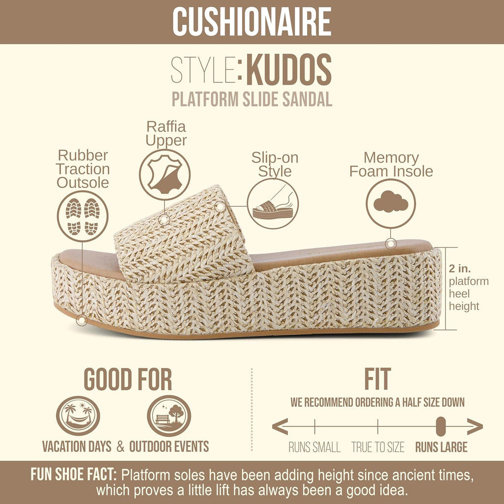 CUSHIONAIRE Women's Kudos Platform Slide Sandals